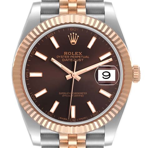 rolex datejust 41 rose gold chocolate dial diamond|Rolex Datejust 41 chocolate dial.